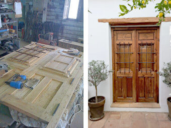 Photos of new made wooden door in old Spanish style